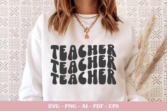 Teacher Svg, Wavy Text Cut File